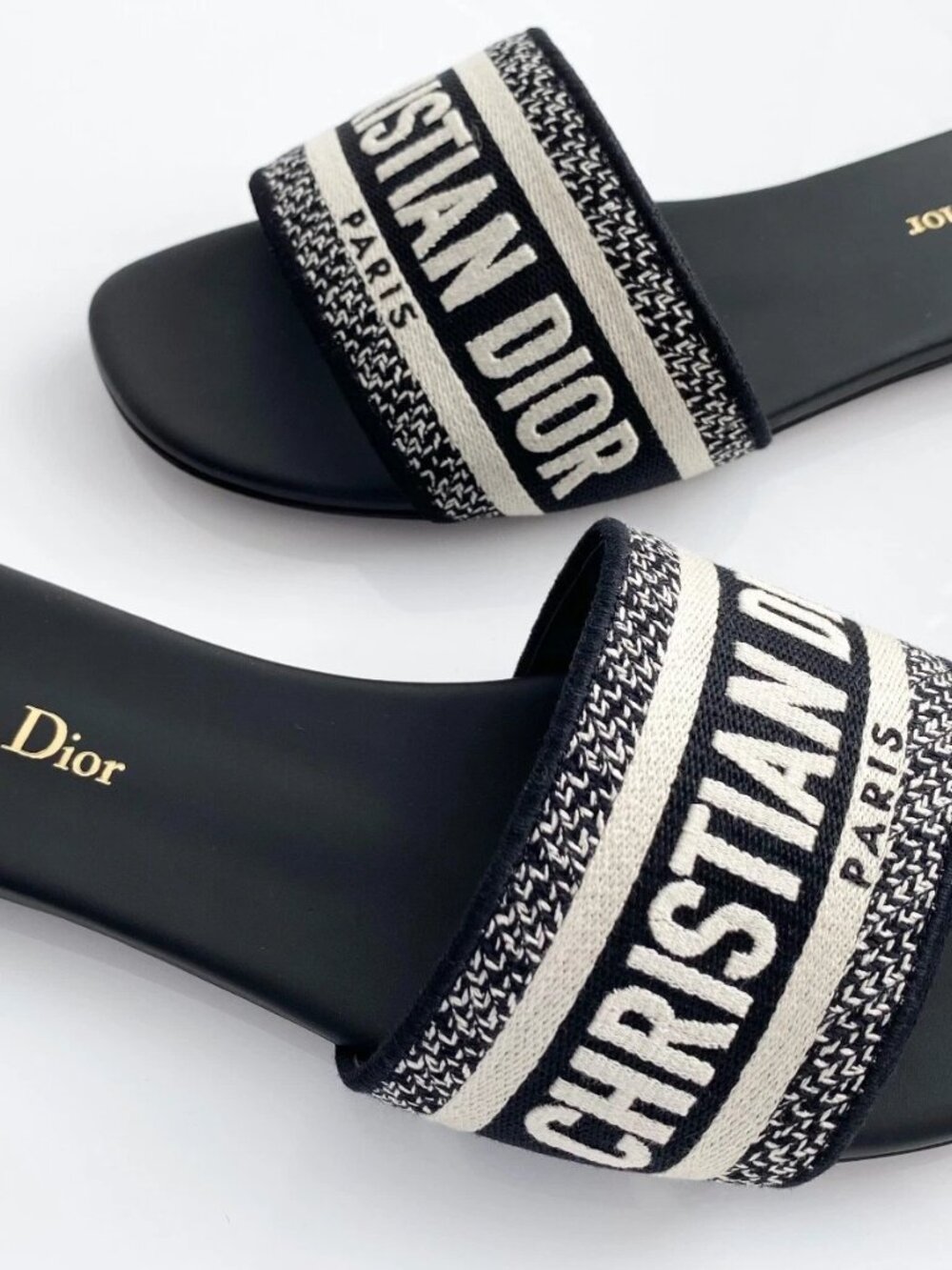 Christian Dior Sparkly Dway Slide Black Sandals - Picture 5 of 12